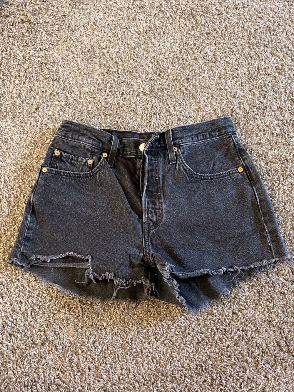 Levi's Black Distressed Denim Shorts